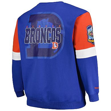 Men's Mitchell & Ness Royal Denver Broncos Big & Tall Fleece Pullover Sweatshirt