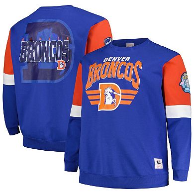 Men's Mitchell & Ness Royal Denver Broncos Big & Tall Fleece Pullover Sweatshirt