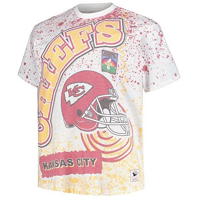 Men's Mitchell & Ness White Kansas City Chiefs Big & Tall Allover Print T-Shirt