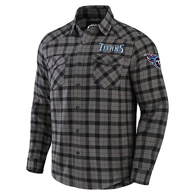 Men's NFL x Darius Rucker Collection by Fanatics Gray Tennessee Titans Flannel Long Sleeve Button-Up Shirt