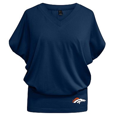 Women's Kiya Tomlin Navy Denver Broncos Blousy V-Neck T-Shirt