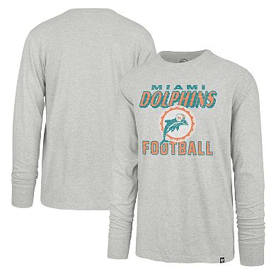 Men's '47 Gray Miami Dolphins Dozer Franklin Throwback Long Sleeve T-Shirt