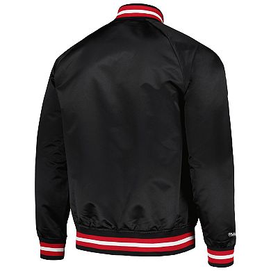 Men's Mitchell & Ness Black Portland Trail Blazers Hardwood Classics  Throwback Wordmark Raglan Full-Snap Jacket