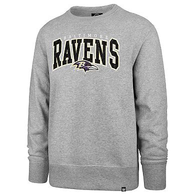 Men's '47 Gray Baltimore Ravens Varsity Block Headline Pullover Sweatshirt