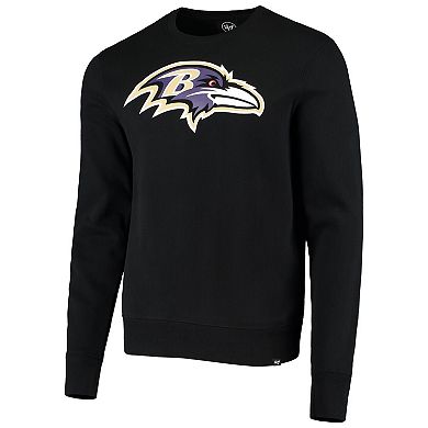 Men's '47 Black Baltimore Ravens Team Imprint Headline Pullover Sweatshirt