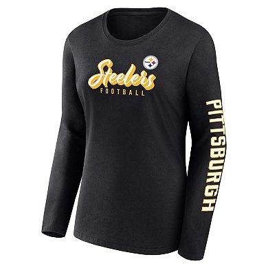 Women's Fanatics Branded Black/White Pittsburgh Steelers Two-Pack Combo Cheerleader T-Shirt Set
