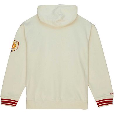 Men's Mitchell & Ness  Cream Kansas City Chiefs Chainstitch Heavyweight Retro Pullover Hoodie