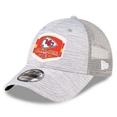 Men's New Era  Heather Gray Kansas City Chiefs 2023 AFC West Division Champions Locker Room Trophy Collection Trucker 9FORTY Adjustable Hat