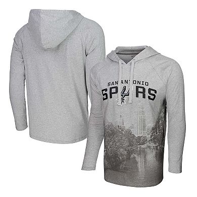 Men's Stadium Essentials Heather Gray San Antonio Spurs Atrium Raglan Long Sleeve Hoodie T-Shirt