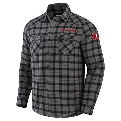 Men's NFL x Darius Rucker Collection by Fanatics Gray Tampa Bay Buccaneers Flannel Long Sleeve Button-Up Shirt