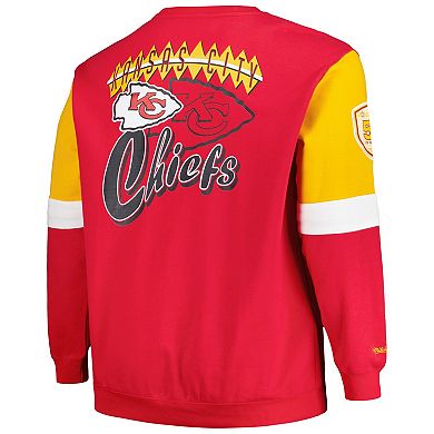 Men's Mitchell & Ness Red Kansas City Chiefs Big & Tall Fleece Pullover Sweatshirt