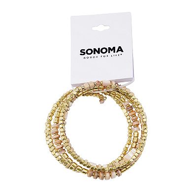 Sonoma Goods For Life® Gold Tone Peach Beaded Coil Bracelet