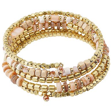 Sonoma Goods For Life® Gold Tone Peach Beaded Coil Bracelet