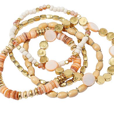 Sonoma Goods For Life® Gold Tone Peach Beaded Bracelet 5-Pack Set