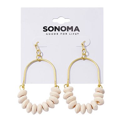 Sonoma Goods For Life® Gold Tone Cream Wood Beads Drop Earrings