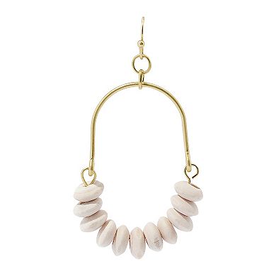 Sonoma Goods For Life® Gold Tone Cream Wood Beads Drop Earrings