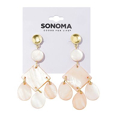 Sonoma Goods For Life® Gold Tone White Rhombus Teardrops Drop Earrings