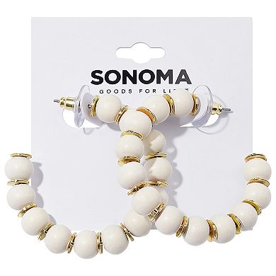 Sonoma Goods For Life® Gold Tone Wood Beaded J Hoop Earrings
