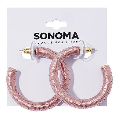 Sonoma Goods For Life® Pink Thread Wrap J Hoop Earrings
