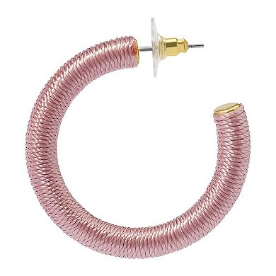 Sonoma Goods For Life® Pink Thread Wrap J Hoop Earrings