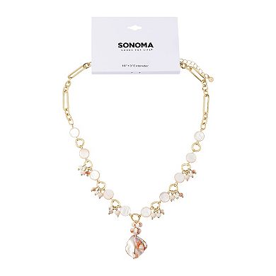 Sonoma Goods For Life® Gold Tone Round Peach Charms Shell Chain Necklace