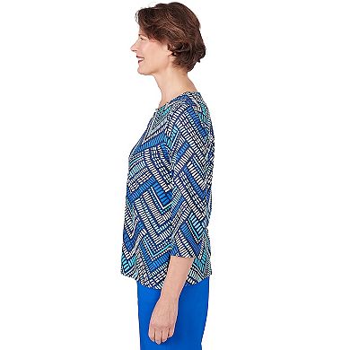 Women's Alfred Dunner Geometric Tile Split Neck Top