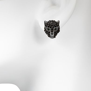 Emberly Hematite Black Panther Stud Earrings