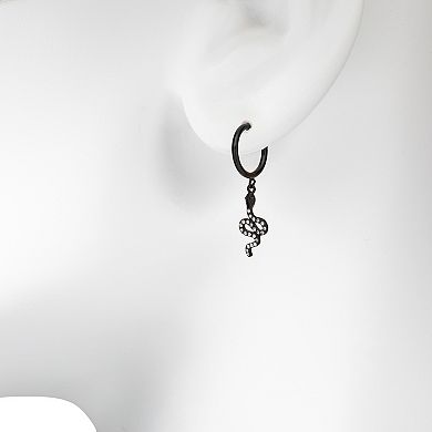 Emberly Black Snake Drop Mini Hoop Earrings