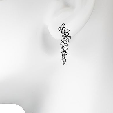 Emberly Hematite Linear Statement Crystal Earrings