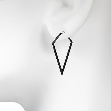 Emberly Black Geometric Edgy Drop Earrings