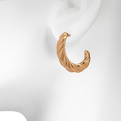 Emberly Gold Tone Chunky Braided Texture Hoop Earrings