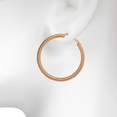 Emberly Gold Tone Oversized Ribbed Hoop Earrings