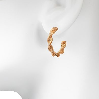 Emberly Gold Tone Chunky Twisted C-Hoop Earrings