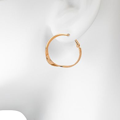 Emberly Gold Tone Sculptural Flattened Hoop Earrings