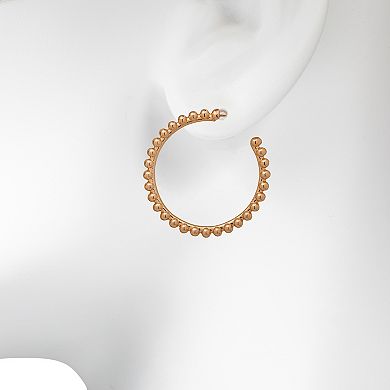 Emberly Gold Tone Bead Texture C-Hoop Earrings