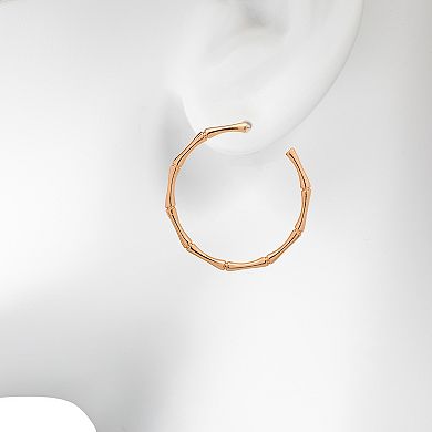 Emberly Gold Tone Bamboo Texture C-Hoop Earrings