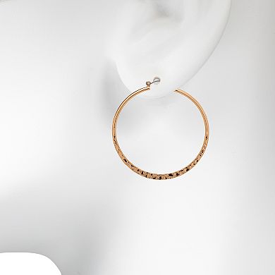 Emberly Gold Tone Hammered Oversized Hoop Earrings