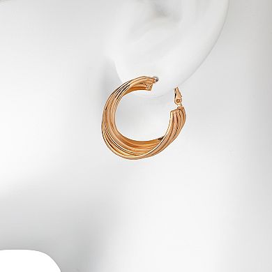 Emberly Gold Tone Textured Wrap Hoop Earrings