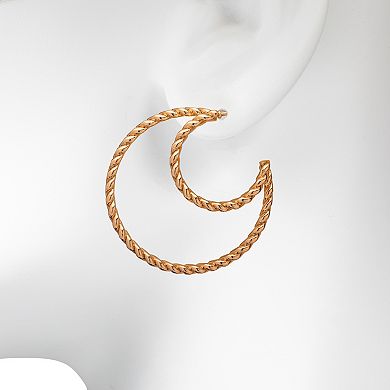 Emberly Gold Tone Twisted Double-Row Crescent Hoop Earrings