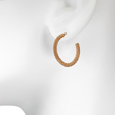 Emberly Gold Tone Textured Twisted Hoop Earrings