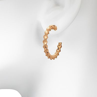  Emberly Gold Tone Twisted Medium C-Hoop Earrings