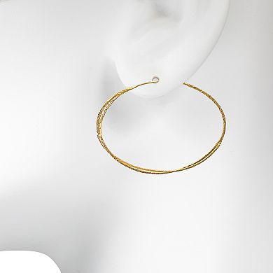 Emberly Gold Tone Large Hammered Criss Cross Hoop Earrings