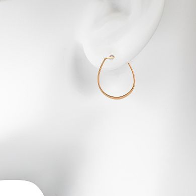 Emberly Gold Tone Oval Flat Hoop Earrings
