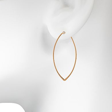 Emberly Gold Tone Almond Shaped Hoop Earrings