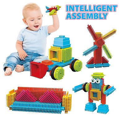 Contixo St6: 100 Pcs Bristle Shape 3D Tiles, Educational Blocks, Ages 3-8.