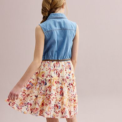 Girls 7-20 Knit Works Sleeveless Denim Shirt Tiered Dress in Regular & Plus Size