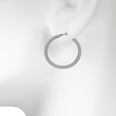 Emberly Silver Tone Braided Hoop Earrings