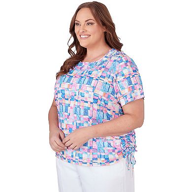 Plus Size Alfred Dunner Geometric Top with Braided Neckline