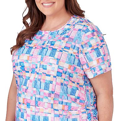 Plus Size Alfred Dunner Geometric Top with Braided Neckline