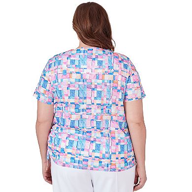 Plus Size Alfred Dunner Geometric Top with Braided Neckline